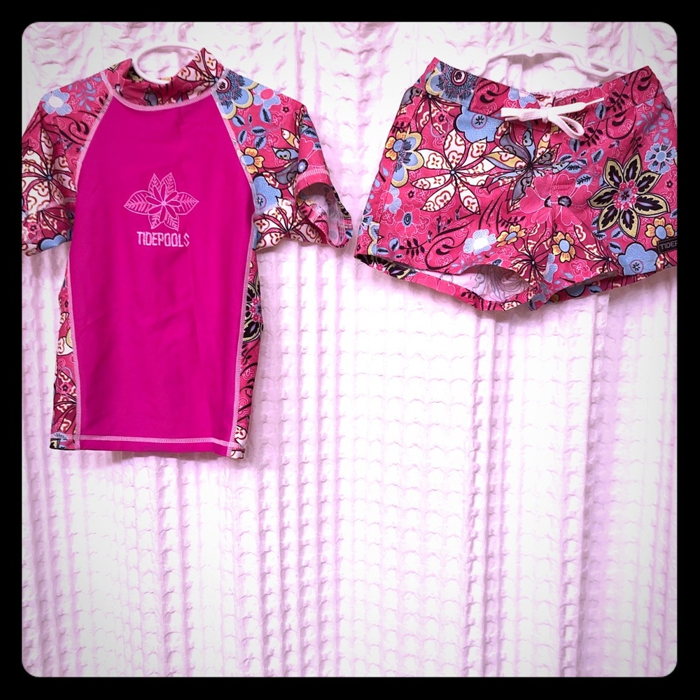 Tidepools Rash Guard Top and Shorts sz 6-7